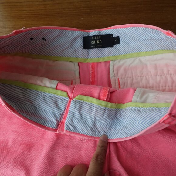 J. Crew #68925 neon pink 4.75" inseam chino mid-rise shorts 2 XS - Picture 7 of 7